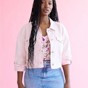 Pink cropped Jean jacket